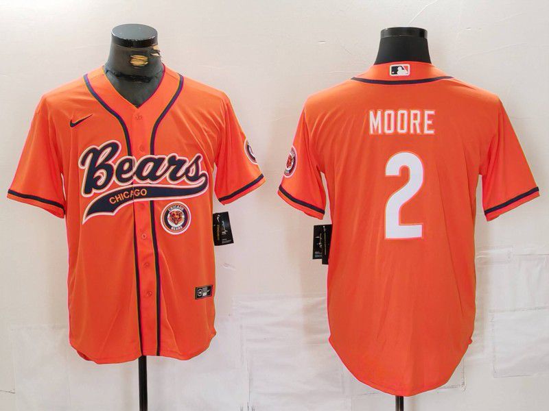 Men Chicago Bears #2 Moore Orange Joint Name 2024 Nike Limited NFL Jersey style 3